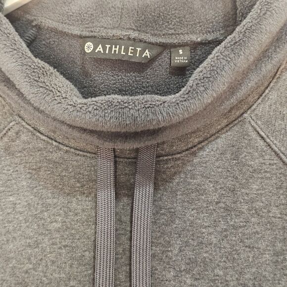 Athleta Cowl Neck Fleece Lined Cozy Gray Pullover Sweatshirt Small Athleisure - Picture 2 of 8